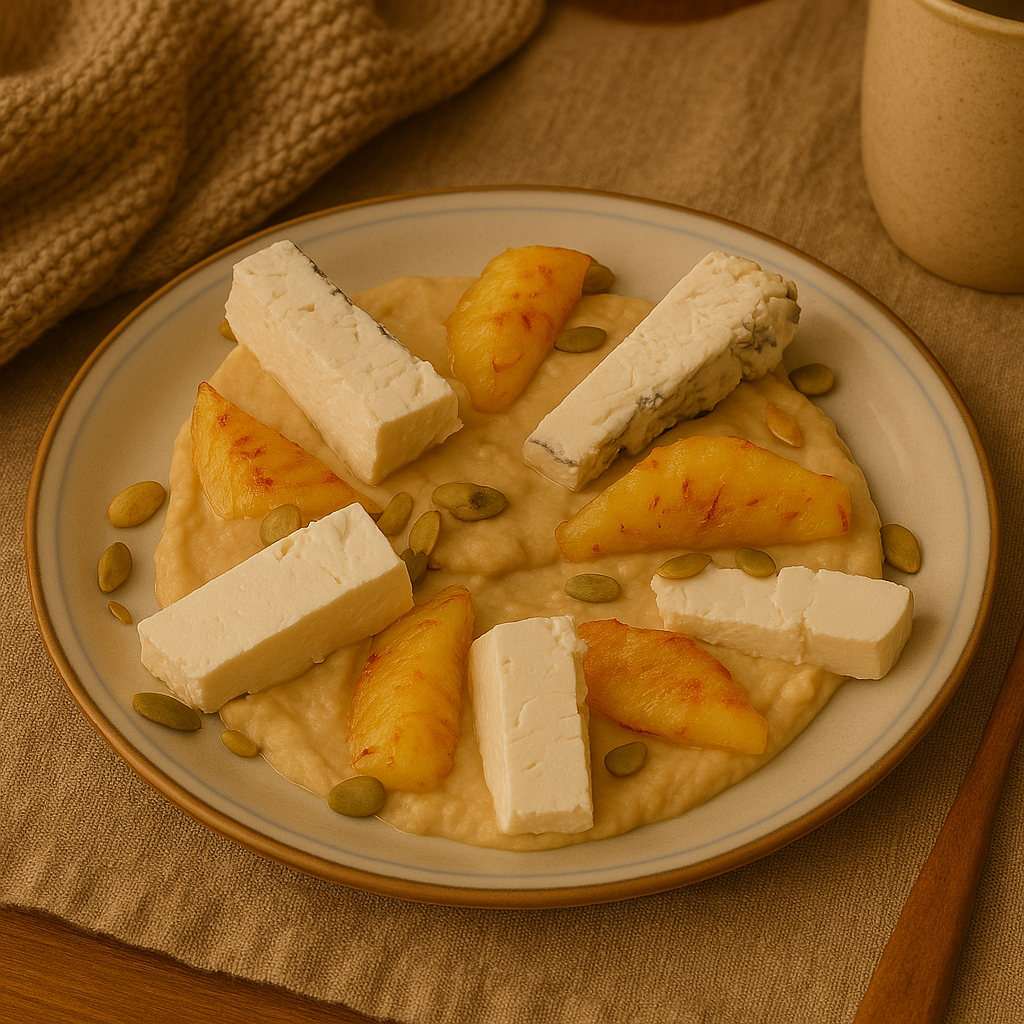 Хумус с Валансе и жареными ананасами.