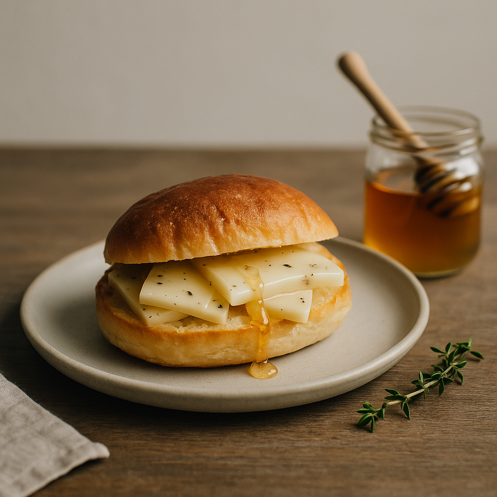 Тёплая булочка с сыром «Трюфель» и мёдом: 5 минут тишины.