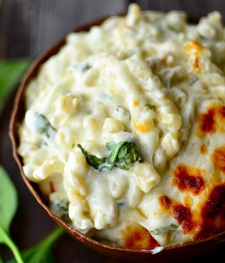 Макароны со шпинатом и сыром пармезан