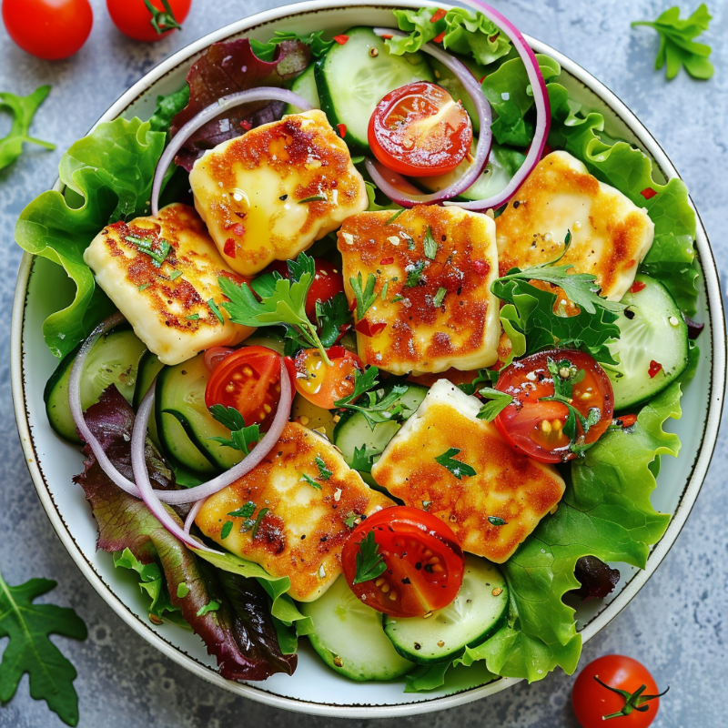 Салат с Халлуми: идеальный выбор для здоровья и настроения.