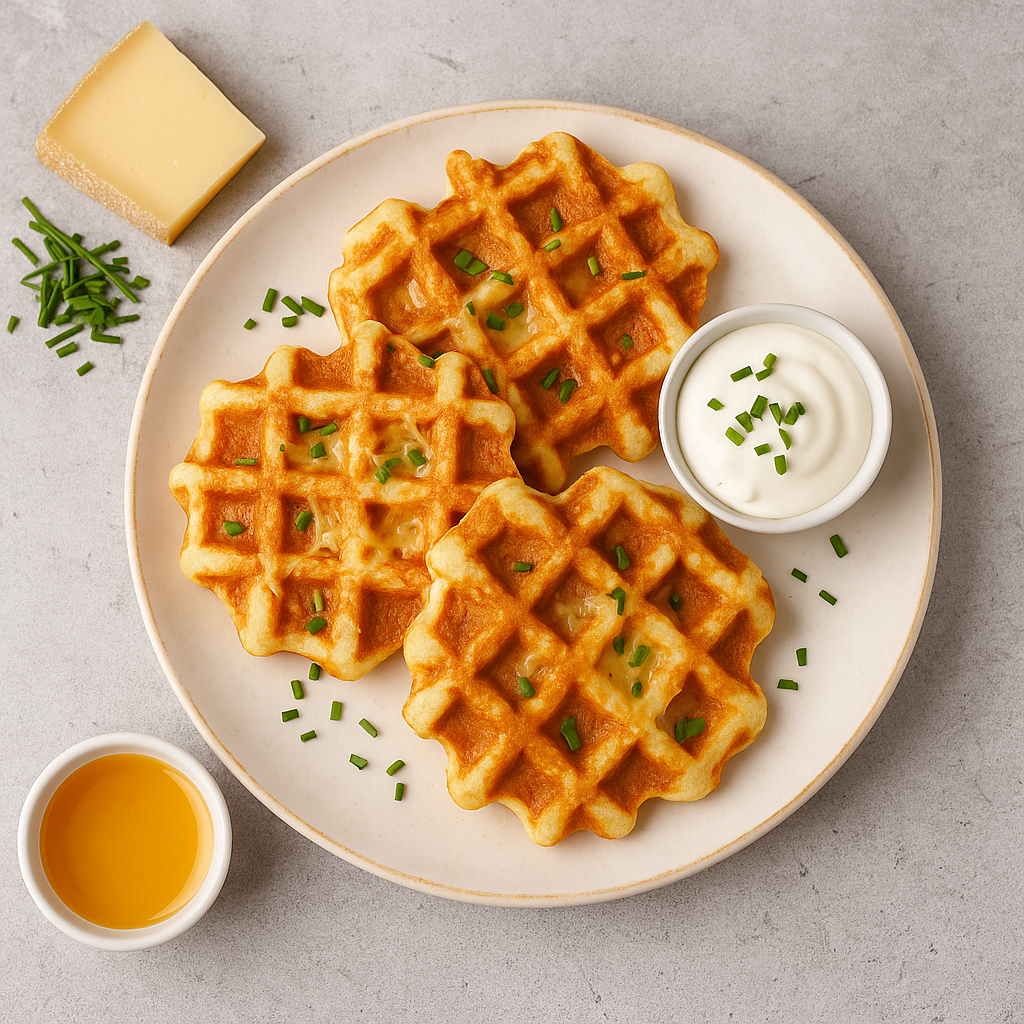 Хрустящие сырные вафли с грюйером и зеленью.