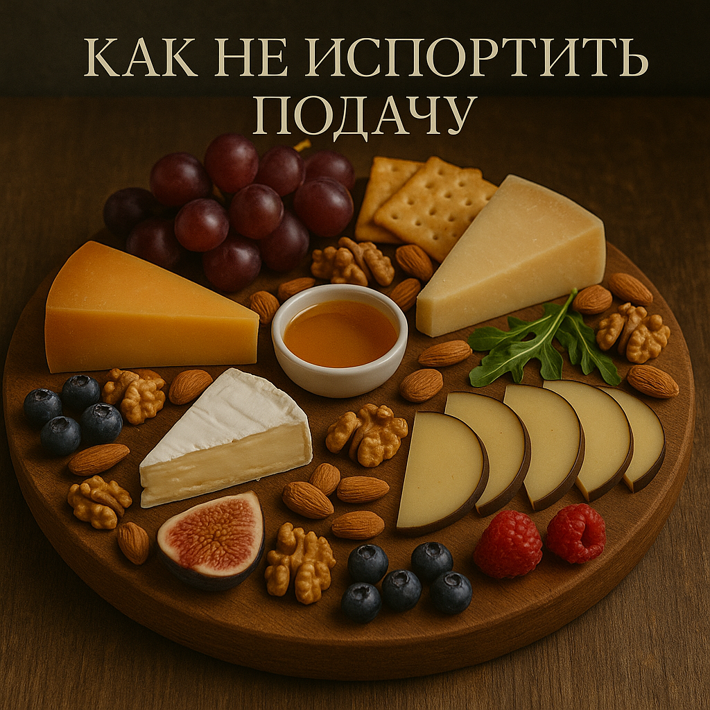 красивая подача с разными видами сыра и фруктов