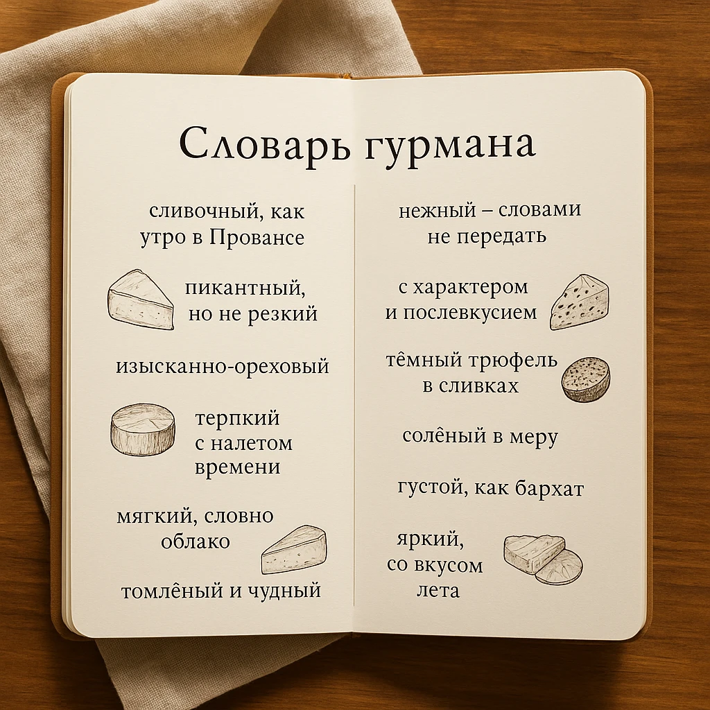 Язык гурмана: когда "сливочный с лёгкой кислинкой" — это комплимент. – как выбрать сыр, идеи подачи и сочетания