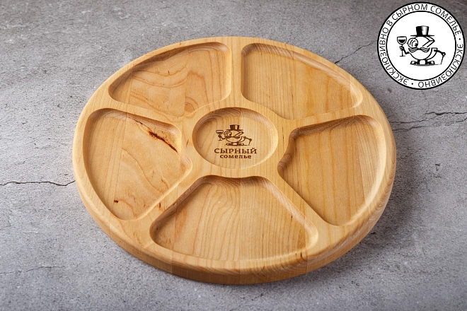 Менажница Панаро деревянная круглая 5 секций «Сырный Сомелье»