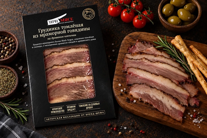 Грудинка томленая из мраморной говядины на дровяном копчении ПРИМЯСЕ 70г