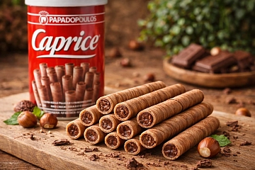 Вафельные трубочки с начинкой из фундука и какао-кремом, Caprice, 115г ж/б