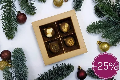 Шоколадные елочные шарики 4шт.