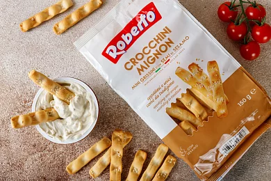 Палочки Хлебные Гриссини Кроккини миньон с кунжутом "Roberto" 150г