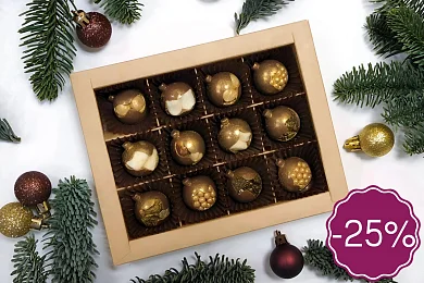 Шоколадные елочные шарики 12шт.